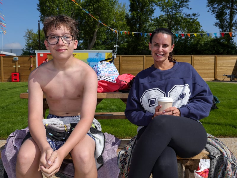 Hilsea Lido has celebrated its official opening day on Saturday, May 2, 2026 after undergoing a £7.75m renovation project. 

Pictured: Thomas Kimber, 13, with his aunt, Rebecca Parker.

Picture: Chris Moorhouse (020526-36)