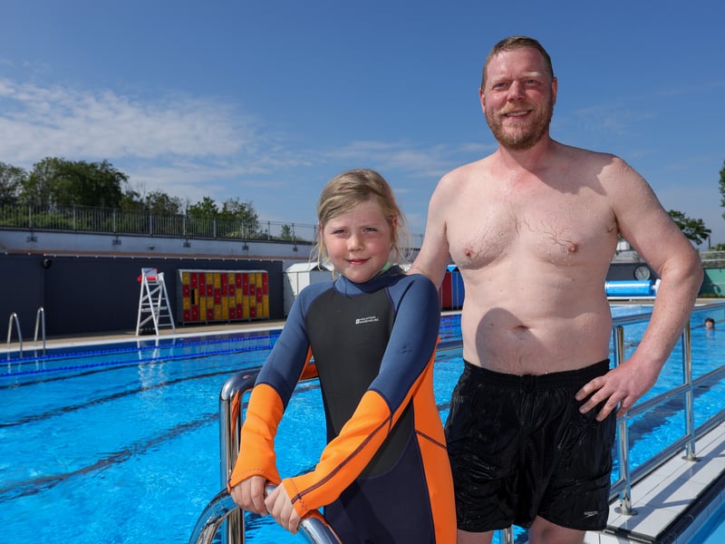 Hilsea Lido has celebrated its official opening day on Saturday, May 2, 2026 after undergoing a £7.75m renovation project. 

Pictured: Thomas Allen and his son, Robin, 10.

Picture: Chris Moorhouse (020526-36)