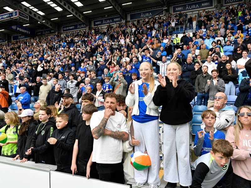 Brilliant photos of Pompey faithful celebrating the season finale against Birmingham City at Fratton Park.