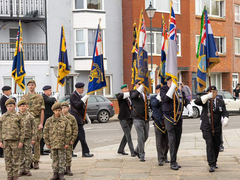 Pictured:  Standard bearers at the HMS Sheffield Memorial Service 
Picture:Marcin Jedrysiak