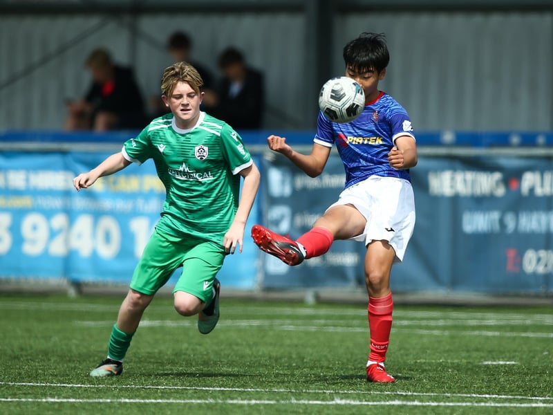 Action from Titchfield Youth v Portsville Park Rockets in the under-14 Memorial Challenge Cup Final at Westleigh Park