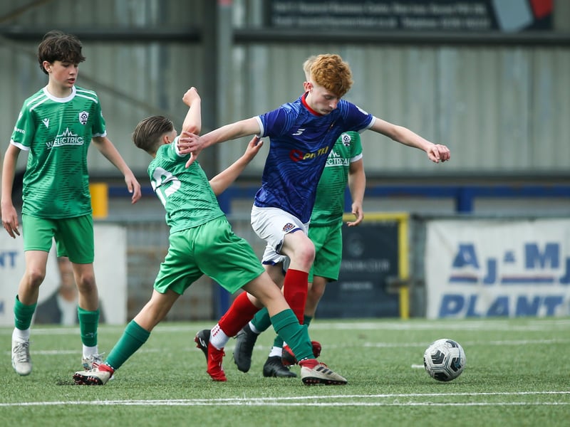 Action from Titchfield Youth v Portsville Park Rockets in the under-14 Memorial Challenge Cup Final at Westleigh Park