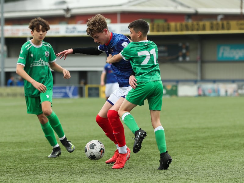 Action from Titchfield Youth v Portsville Park Rockets in the under-14 Memorial Challenge Cup Final at Westleigh Park