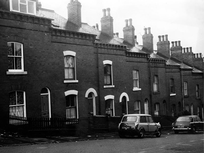 Howden Place in December 1972. A mini, reg: 634 DWR is parked outside number 5.