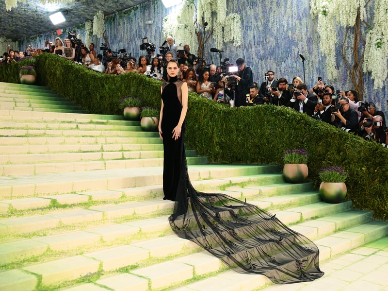 English actress and model Cara Delevingne was one of the 2026 Met Gala red carpet hosts. 