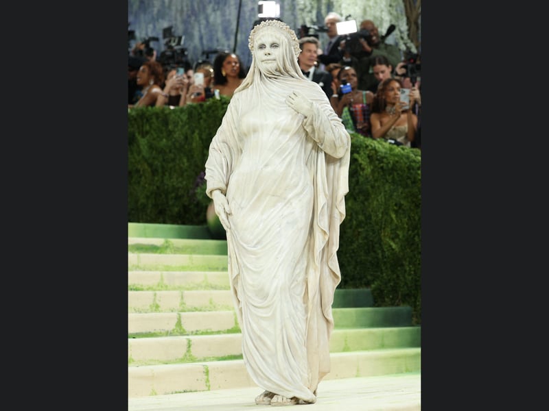 German-American model Heidi Klum typically reserves her unique style for her annual Halloween party, but couldn't resist this year's Met Gala theme. 