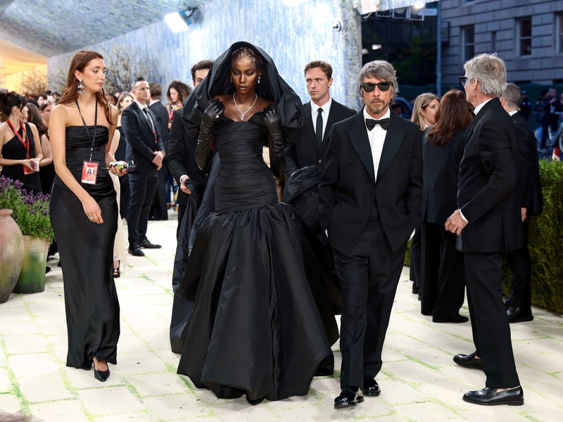American fashion model Anok Yai and and Pierpaolo Piccioli, the creative director of Balenciaga.