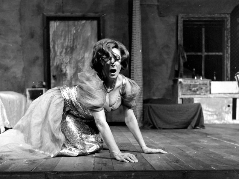Maxine Audley as Blanche in A Streetcar named Desire at Leeds Playhouse in May 1971.