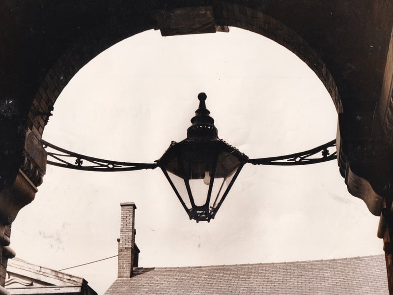 August 1971 and this ornate lantern outside Leeds Fire Brigade headquarters on Park Street was to be preserved.