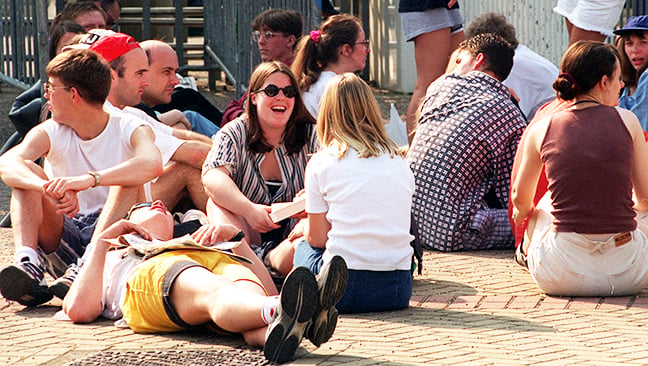 Fans waiting at the Don Valley Stadium for the Michael Jackson concert, July 9, 1997