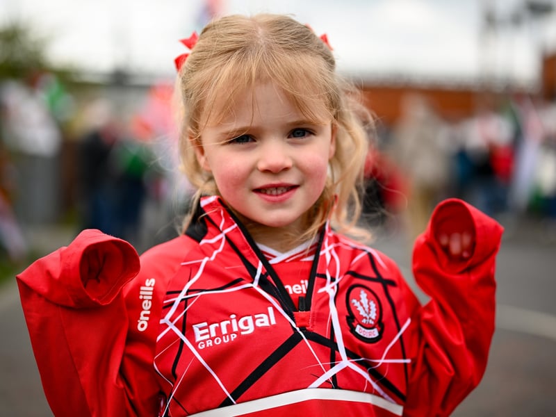 Derry supporter Caitlín Ferris before the Ulster GAA Football Senior Championship semi-final match between Derry and Monaghan.