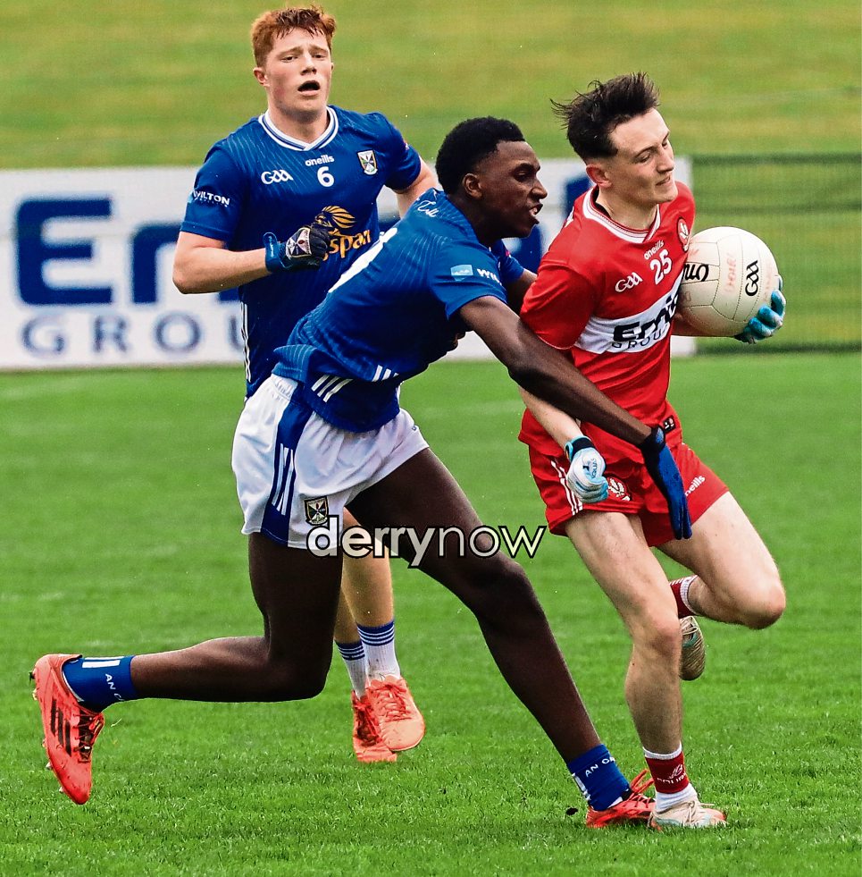 Derry’s Tadhg Scullion pulls away from Cavan’s Exceedingly Imade in the Electric Ireland Ulster Minor Football Championship held in Owenbeg on Saturday. (Photos - Tom Heaney, nwpresspics) We want your photos to feature on the website via our Camera Club. Do you have a great photo from life in the locality? Whether it’s a party, wedding, communion, landscape, a quirky shot from your archives, or a simple everyday moment, we want your snapshots. We are inviting people to share photos that capture the spirit of the county. From special occasions to quieter moments, your pictures help tell the story of everyday life in our community. To submit: Go to the Camera Club page and follow the instructions to upload your photo. Include your name, where it was taken, and a short caption if you can.  Your photo could be featured on our website and newspaper and seen by readers across the county and beyond.  TAP HERE TO SUBMIT YOUR PICTURES TODAY