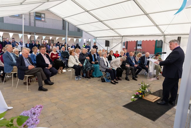 Sophia Housing CEO, Tony O'Riordan, speaking at the official opening.