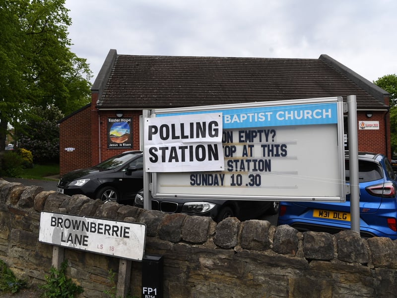 Polling stations.Lister Hill Baptist Church, Horsforth.7th  May 2026.Picture Jonathan Gawthorpe