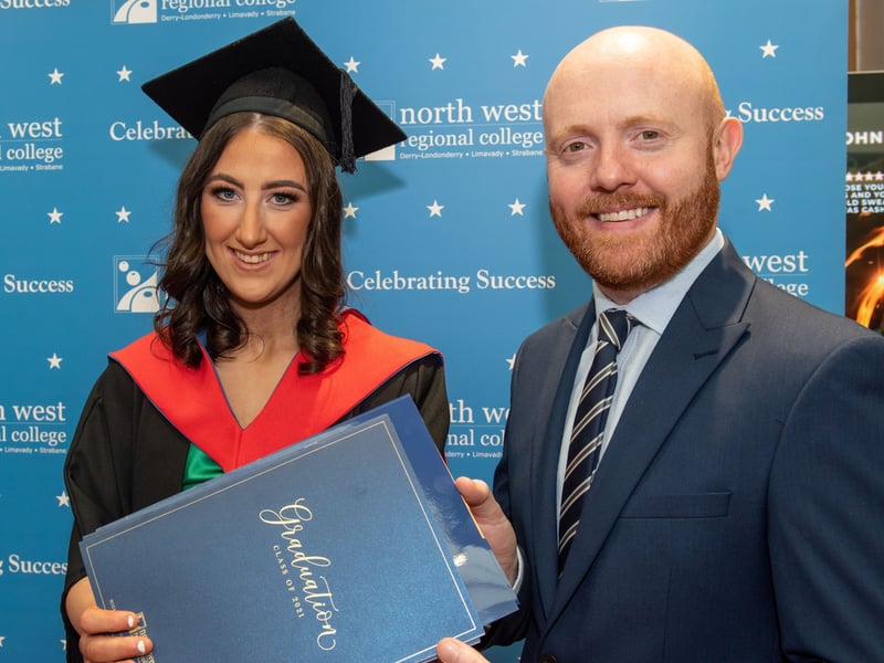 Above: Graduate Megan Millar from Dungiven pictured with Barra Best at NWRC's graduation ceremony.