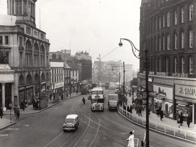 A view down High Street, Sheffield, in the 1970s