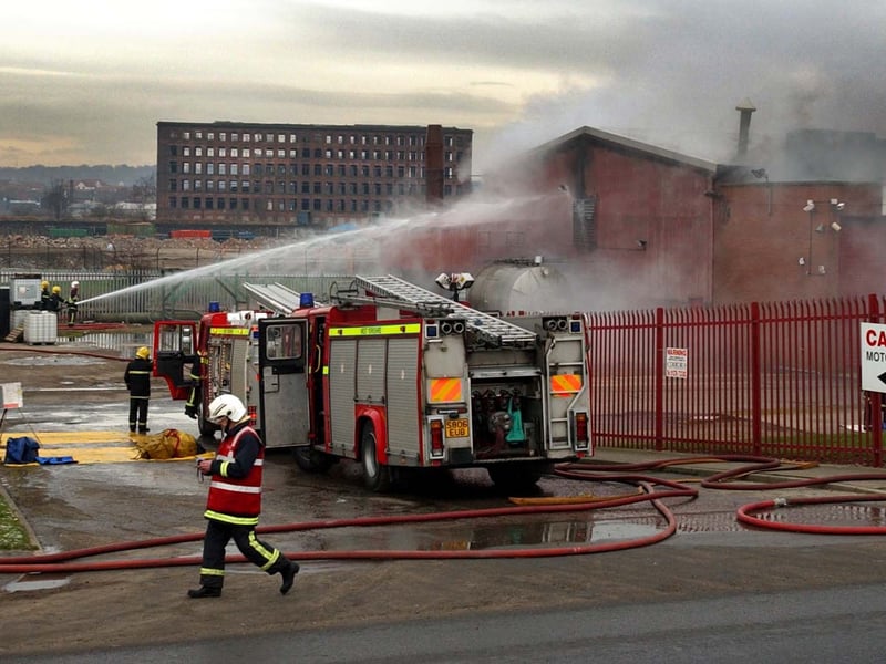Firefighters tackle a laze at the Armourcote factory on Long Causeway in February 2003.