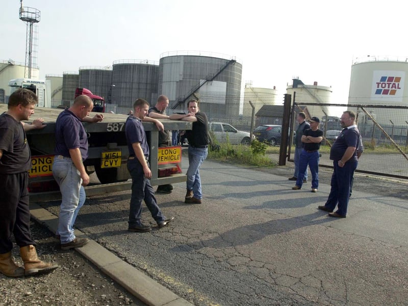 Farmers and hauliers were blocking the Total distribution  depot in September 2000.