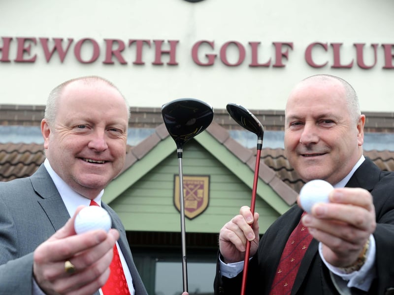 Jarrow MP Stephen Hepburn was pictured at Heworth Golf Club in 2014. Joining him was captain and treasurer Dave Cruickshanks, right.