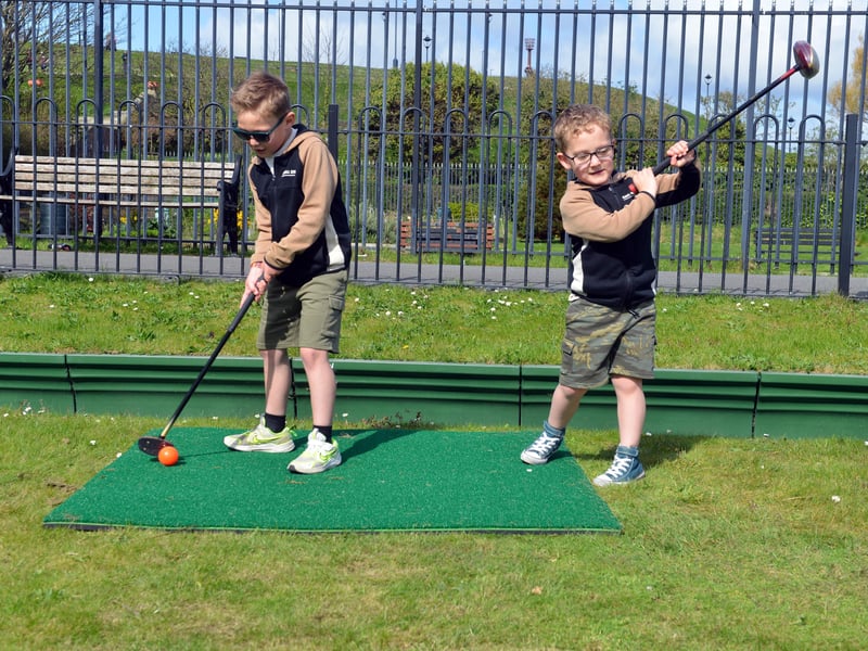 Back to South Shields North Marine Park earlier this year, with brother's Alfie Best, 6 and William Best, 4, lining up a putt.