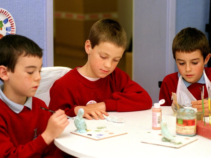 October 1999 and Moortown C of E Primary School pupils took part in a pottery workshop held at Arty Smarty in Chapeltown. Pictured, from left, are Austin Goodchild, Tenzin Haarhaus and Fynn Seeger.