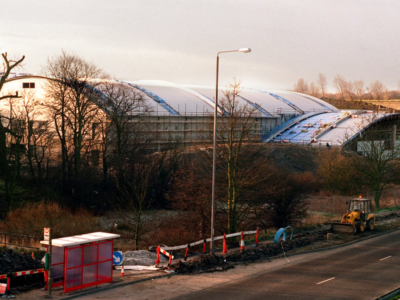 The David Lloyd Tennis Centre under construction in March 1997.