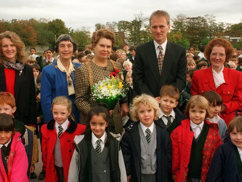 A new teaching block was opened at Highfield Primary School in November 1995. Pictured, from left, are Jan Galling, deputy head, the Lady Mayoress of Leeds Marjorie Rushworth, Paul Tindle , head teacher and Ann O'Brien, chair of Governors pictured with some of the pupils