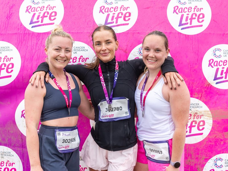From left, Shauna Burnett, Katie Hewitt and Kelly Looker after the 10k run 