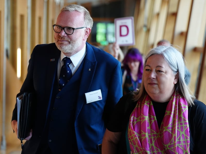 The SNP's Martyn Day and Kirsten Oswald at the start of their first day as newly-elected MSPs.