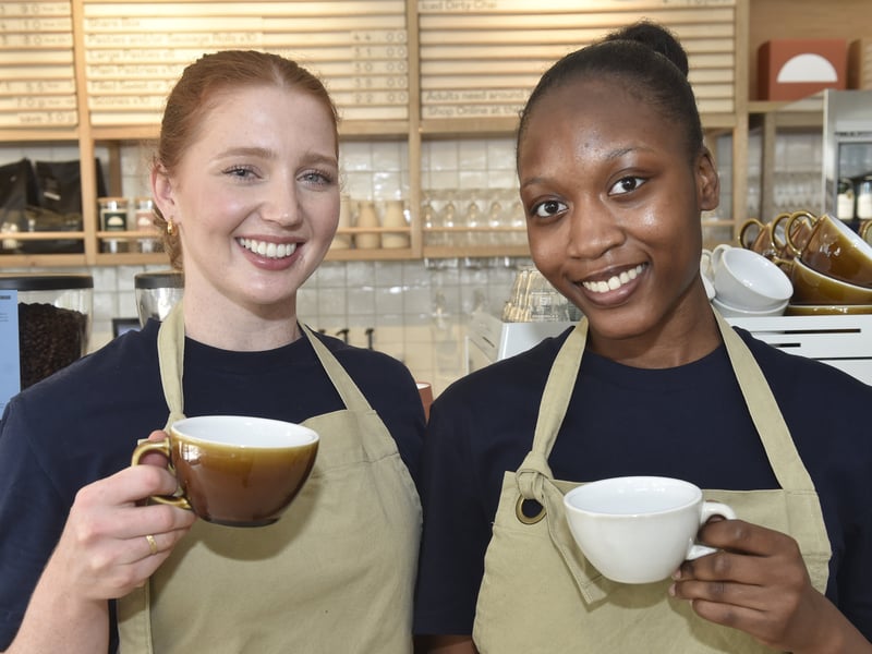 Rise Cornish Bakery has opened in Gunwharf Quays, Portsmouth.

Pictured is: (l-r) Amelia Atchison, head barista and Daniela Adanemhen, team member.

Picture: Sarah Standing (110526-1628)
