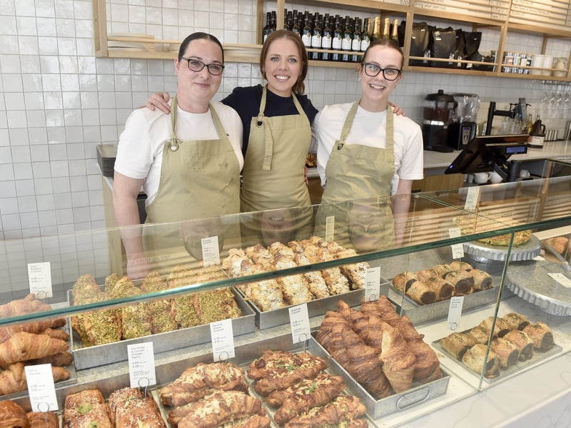 Rise Cornish Bakery has opened in Gunwharf Quays, Portsmouth. 

Pictured is: (l-r) Tara Savage, team member, Val Quinn-Reid, general manager and Rachel Gates, team member.


Picture: Sarah Standing (110526-1615)