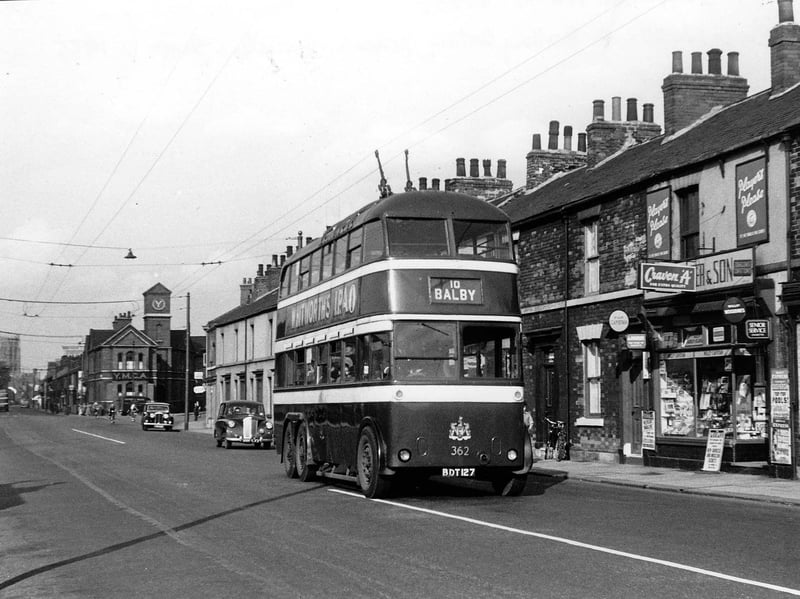 A Balby bus on St Sepulchre Gate, Doncaster, in the 1960s