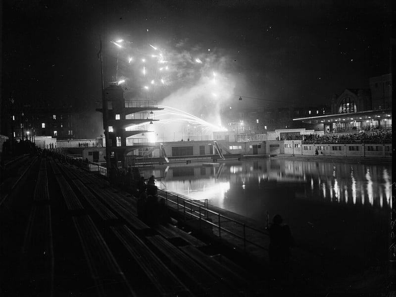 A fireworks display at Portobello Swimming  Pool Gala Night in September 1956.