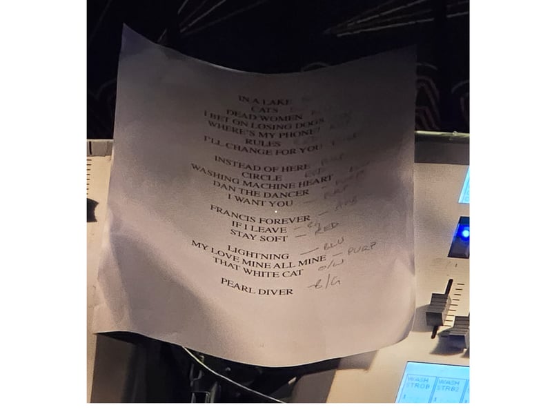The gig setlist.