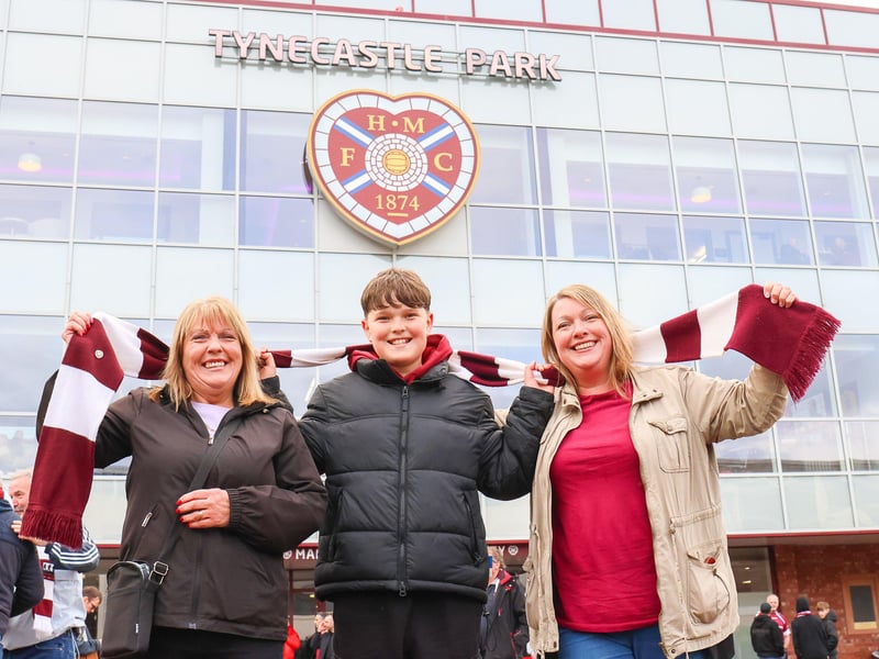 Catherine, 12-year-old Luke and Gillian hope it's a win for Hearts.