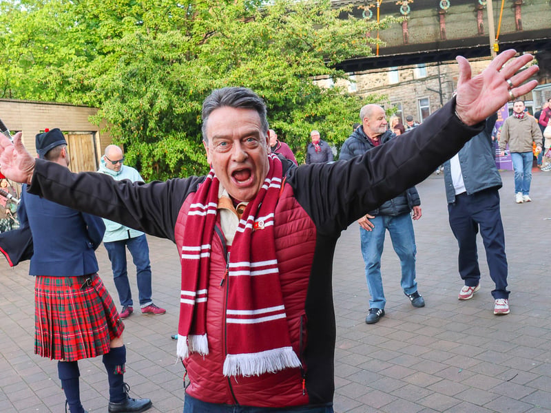 Spirits were high before the match against Falkirk.