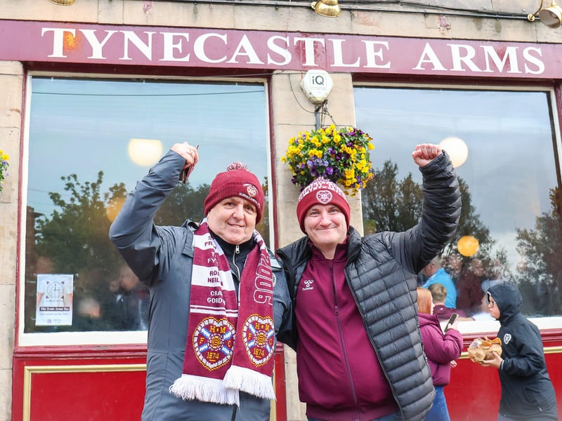 Hearts fans James and Mark ready to see their team win.
