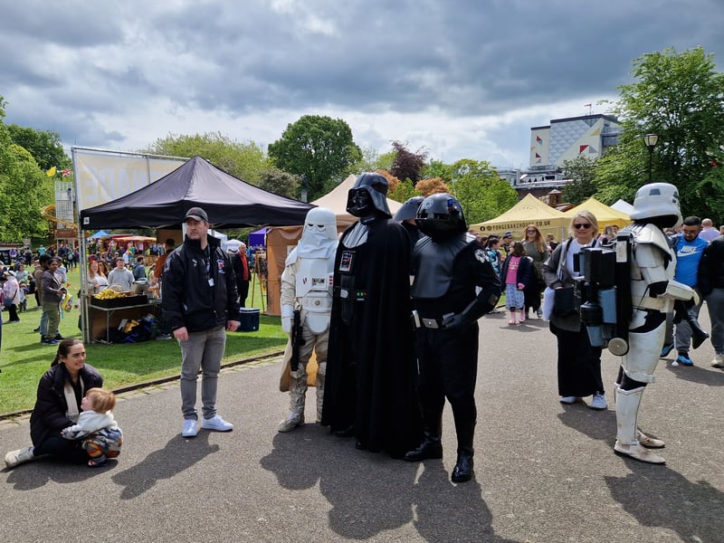 Darth Vader and his stormtroopers at the May Fayre in Weston Park, Sheffield. Photo: David Kessen, Iconic Media
