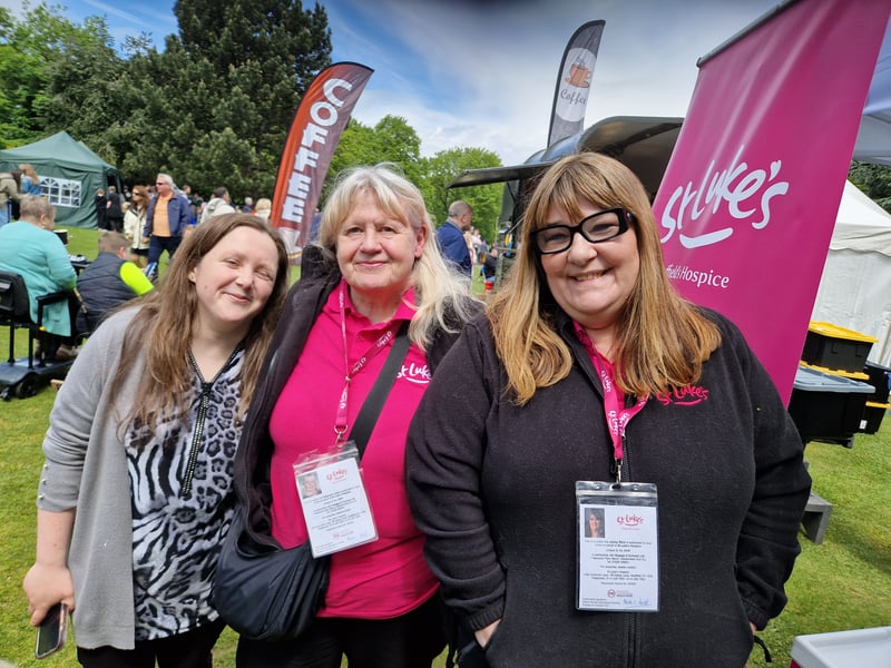 Carly Lowe with her mum, Deborah Lowe, and Jenny Reid, who were looking after the St Lukes stall at the Weston Park May Fayre. Photo: David Kessen, Iconic Media