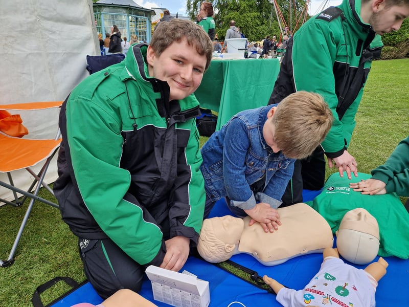 The St John Ambulance show youngsters lifesaving skills at the May Fayre, at Weston Park. Photo: David Kessen, Iconic Media