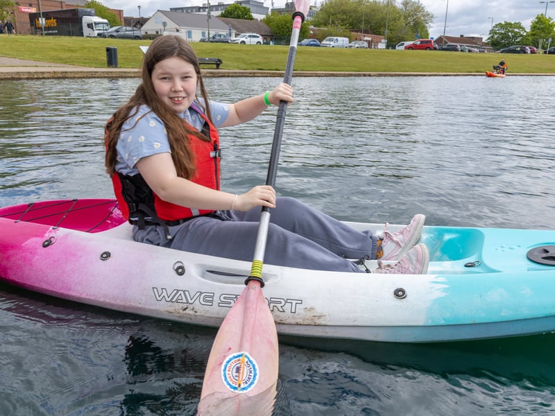 Ruby's first time on a kayak.