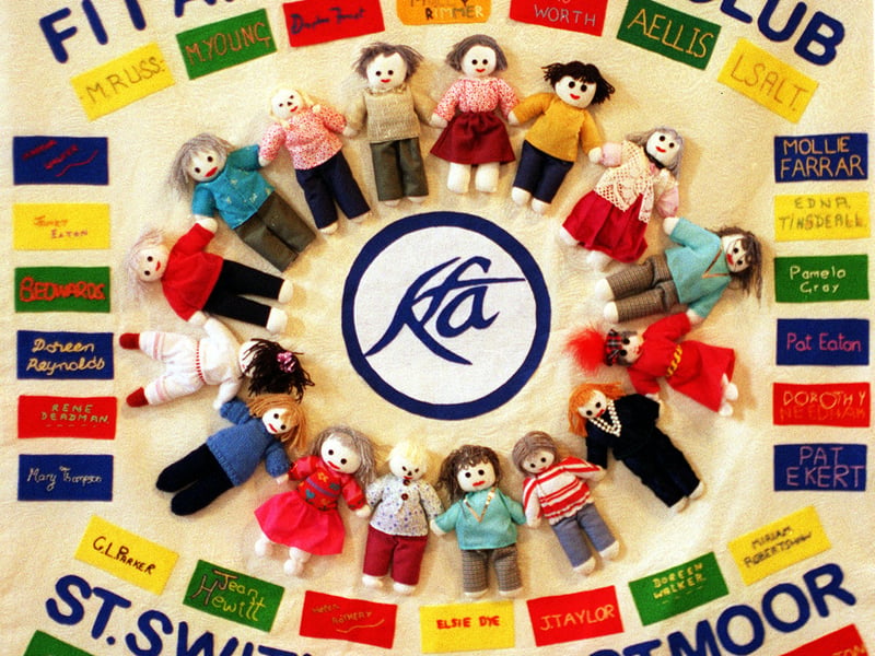 Part of the  Time of Our Lives Community Tapestry made by the Fit and Friendly Club pictured in August 1999. It was on display at the Guildhall in York.