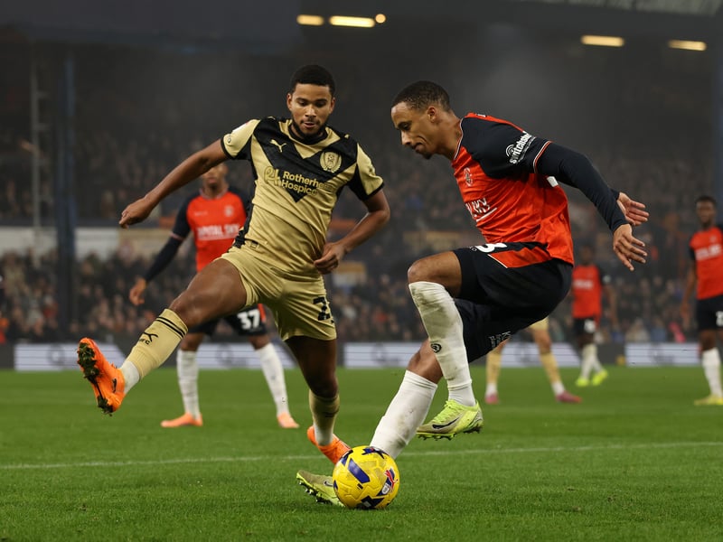 The left-back spent 12 months with the Hatters, totalling 35 outings.