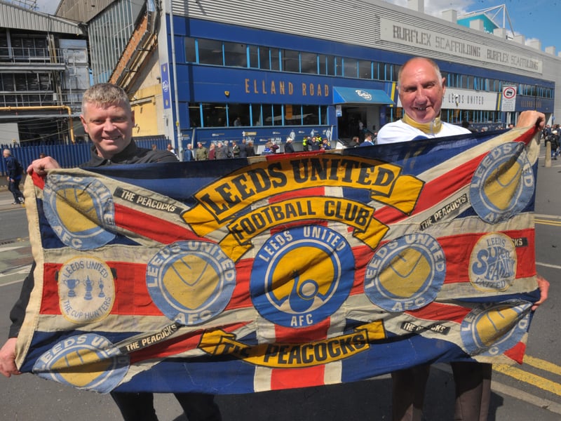 Leeds United v Brighton   fans  poic Steve Riding  17-05-2026Mick Eagles and John Higgs of Walsall with their fantastic flag