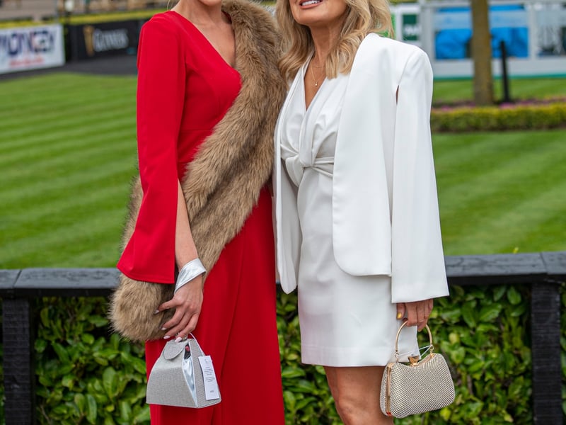 Susan Mannion from Castlebar and Karen Mc Grath from Johnstown at the 4th day of the Punchestown Racing festival