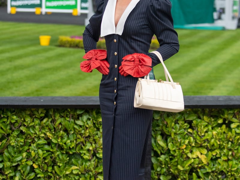 Aoibheann Mc Monagle Donegal wearing Paula Roan Gloves at the 4th day and FINAL of the Bollinger Best Dressed at the Punchestown Racing festival.