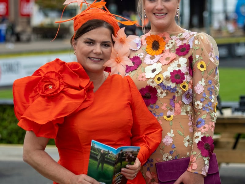 Martina Mc Cann and Lauren Campbell from Antrim at the 4th day and FINAL of the Bollinger Best Dressed at the Punchestown Racing festival.