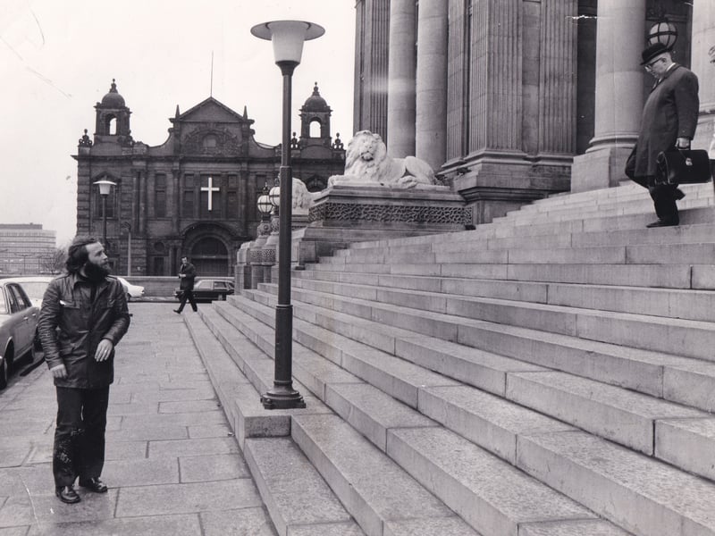 The formidable steps outside Leeds Town Hall pictured in May 1973.