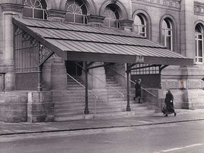 The back entrance Leeds Town Hall pictured in January 1973.