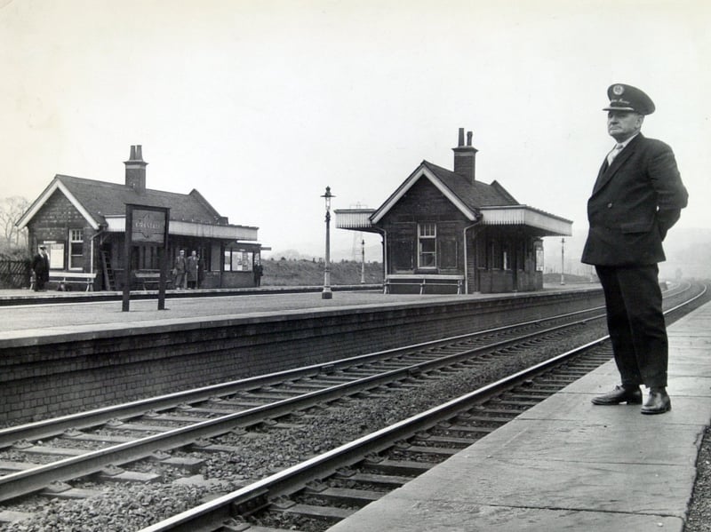 Station master Cyril Miles pictured at Kirkstall Station on its last day as a passenger station, March 20, 1965